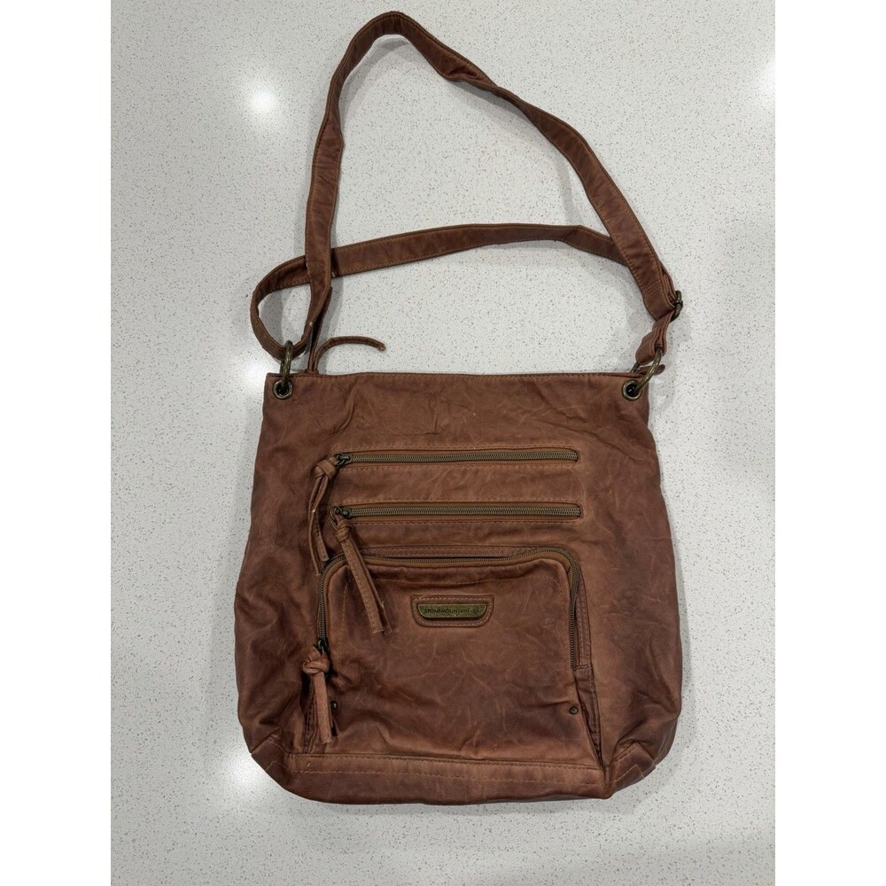 Stone Mountain USA Crossbody Shoulder Bag Purse Women Med Cognac Brown